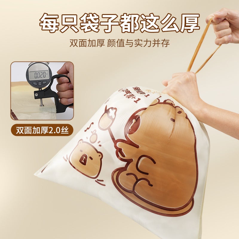 Tear-Free Drawstring Garbage Bag Satchel Thickeneded Large Household Kitchen Bathroom Non-Dirty Hand Drawstring Plastic Bag - Image 4